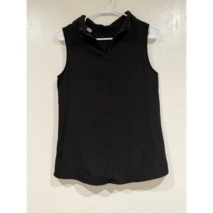 HM Womens Black Quarter Zip Sleeveless Mock Neck Top Size 4 0634249 0